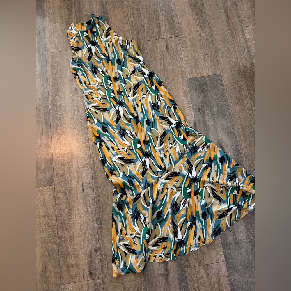 Sam Edelman Green and Yellow Abstract Tiered Dress (NWT -Size 8)